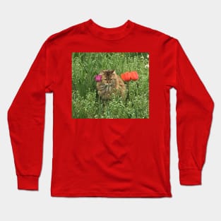 cat with flowers Long Sleeve T-Shirt